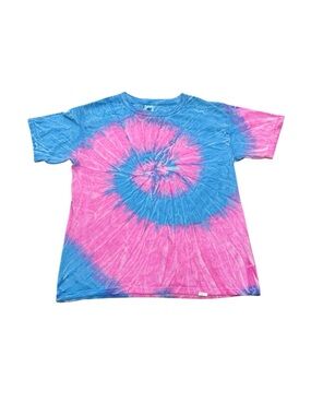 Color Tone Tie Dye T-Shirt Blue Pink Spiral Cotton Tee